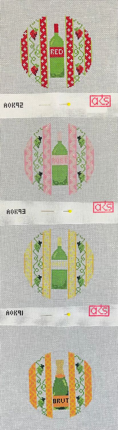 Bottles of Wine and Brut Coasters  (Handpainted by AKS)