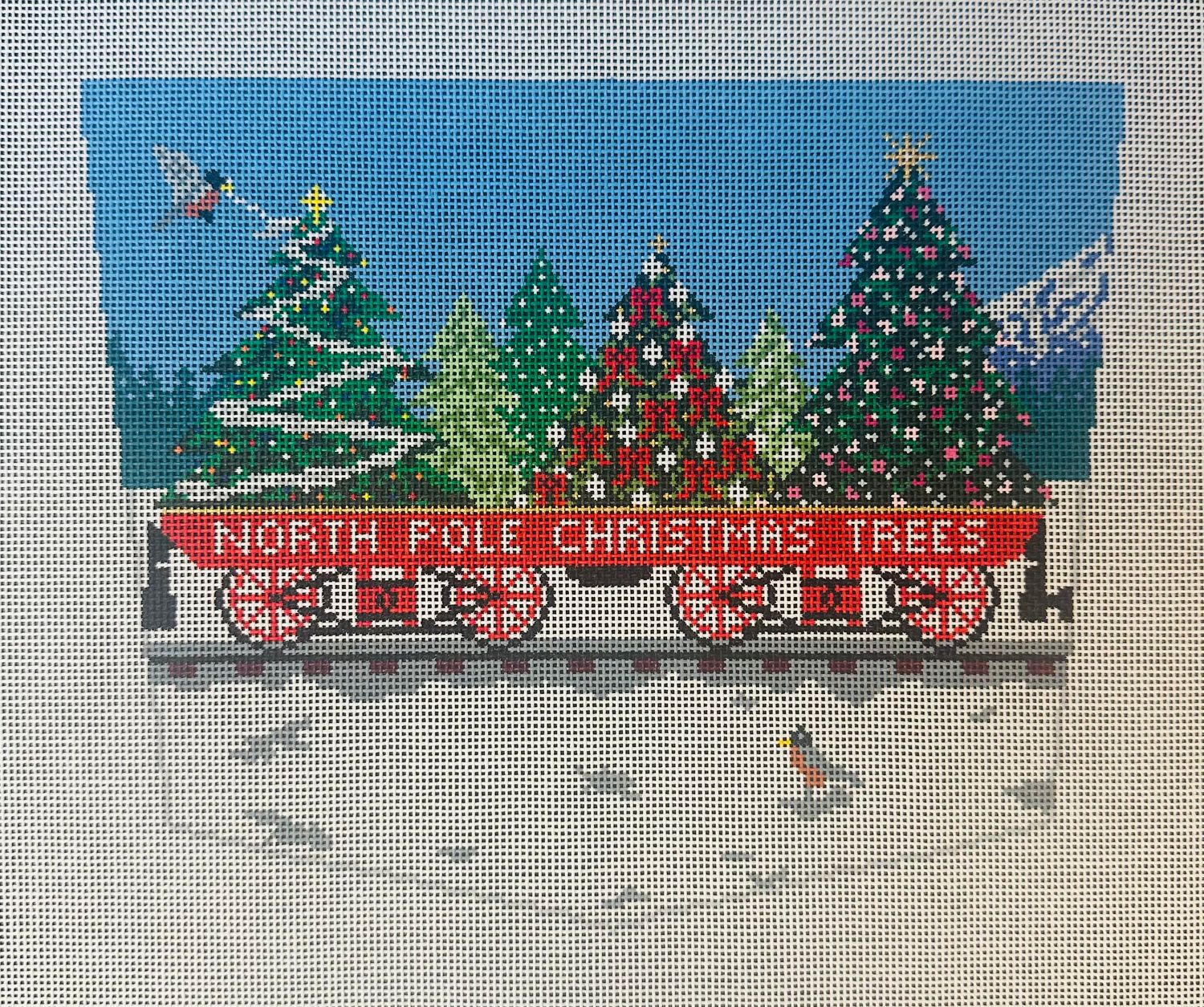 North Pole Xmas Trees Stocking Cuff  (Handpainted by Ann Kaye Studio's)
