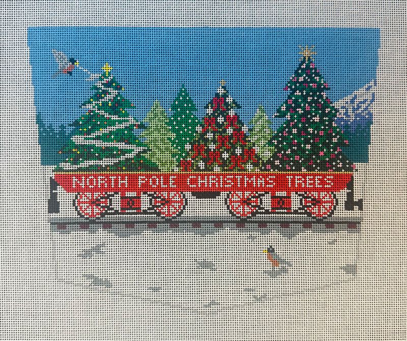 North Pole Xmas Trees Stocking Cuff  (Handpainted by Ann Kaye Studio's)