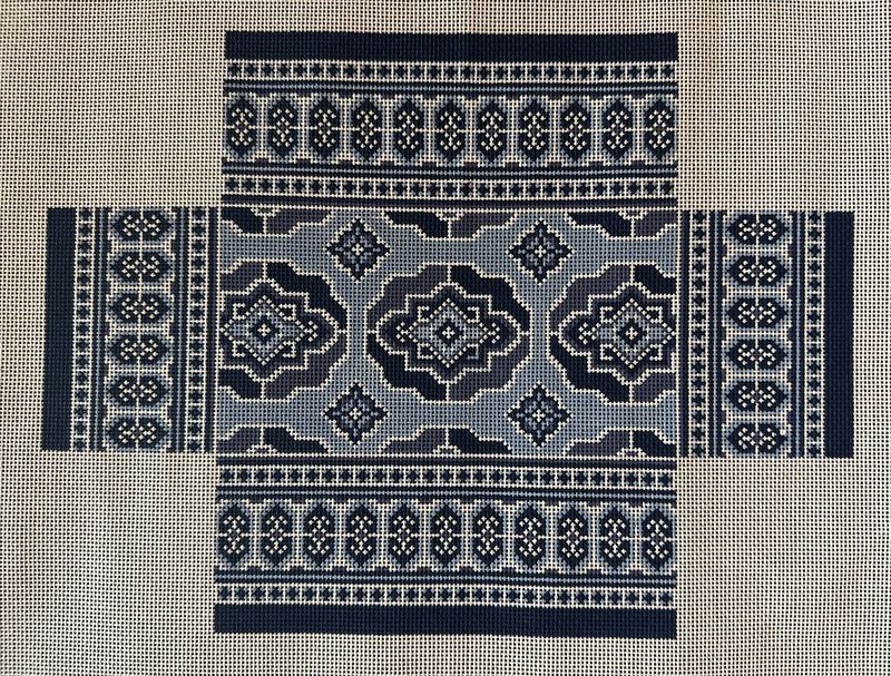Navy Persian Floral Brick Cover  (Handpainted by Canvas Works)