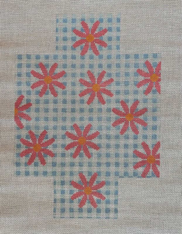 Cone Flowers on Blue Gingham Brick Cover  (Handpainted by Kristine Kingston)
