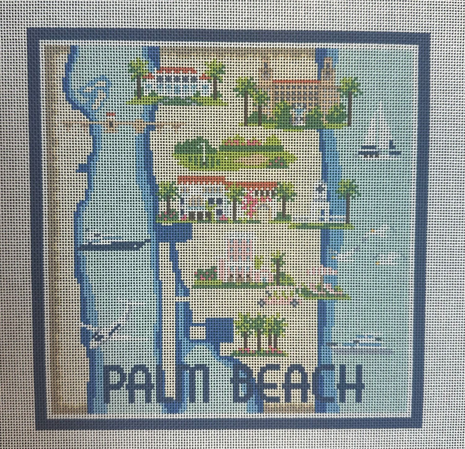 Palm Beach Map  (Handpainted by Bradley Needlepoint)