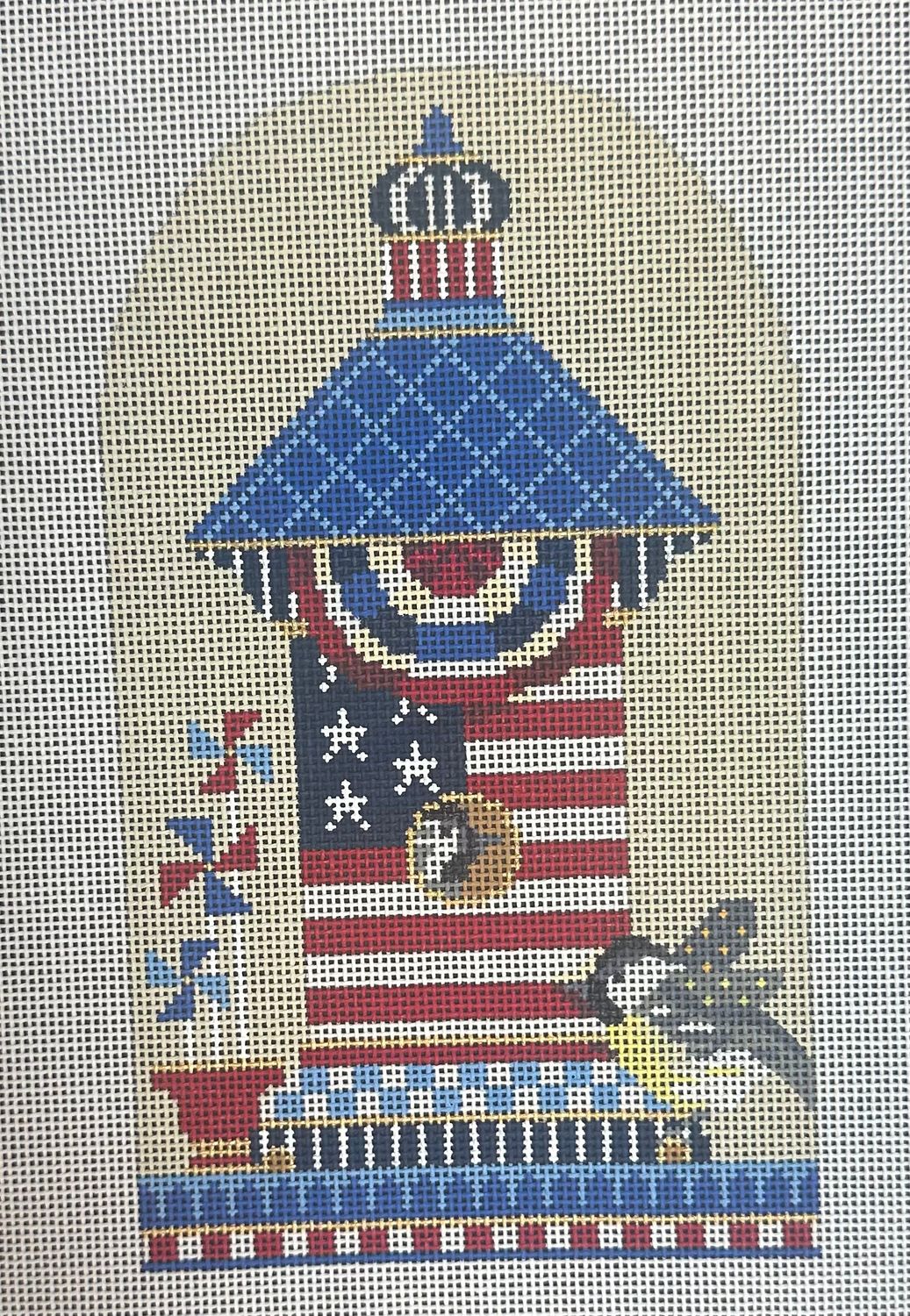 Chickadee Patriotic House  (Handpainted by Kelly Clark)