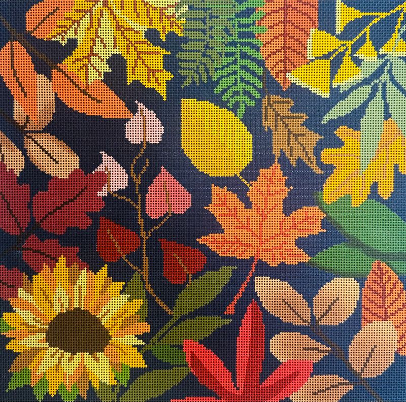 Blue Autumn Botanical Leaves (Handpainted by Laura Love)