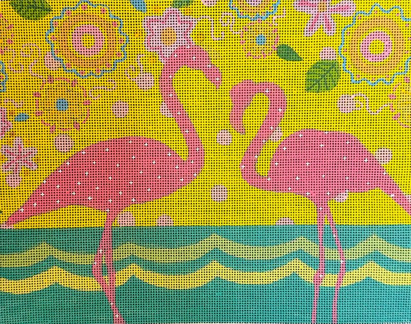 Sunny Flamingos  (Handpainted by Love You More)