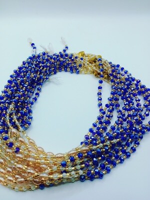 Exotic Crystal Waist Beads - Blue &amp; Gold