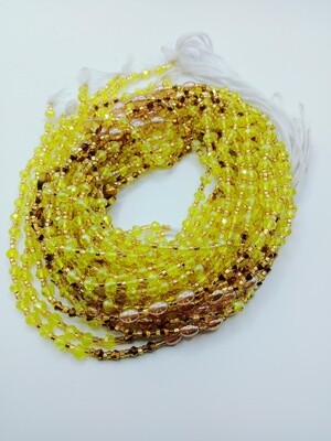 Exotic Crystal Waist Beads - Yellow &amp; Gold