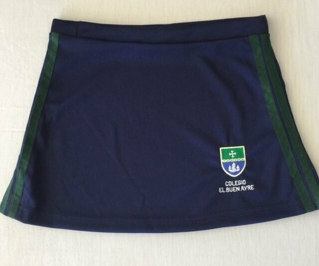 POLLERA DEPORTIVA DE HOCKEY AZUL CON TIRAS VERDES