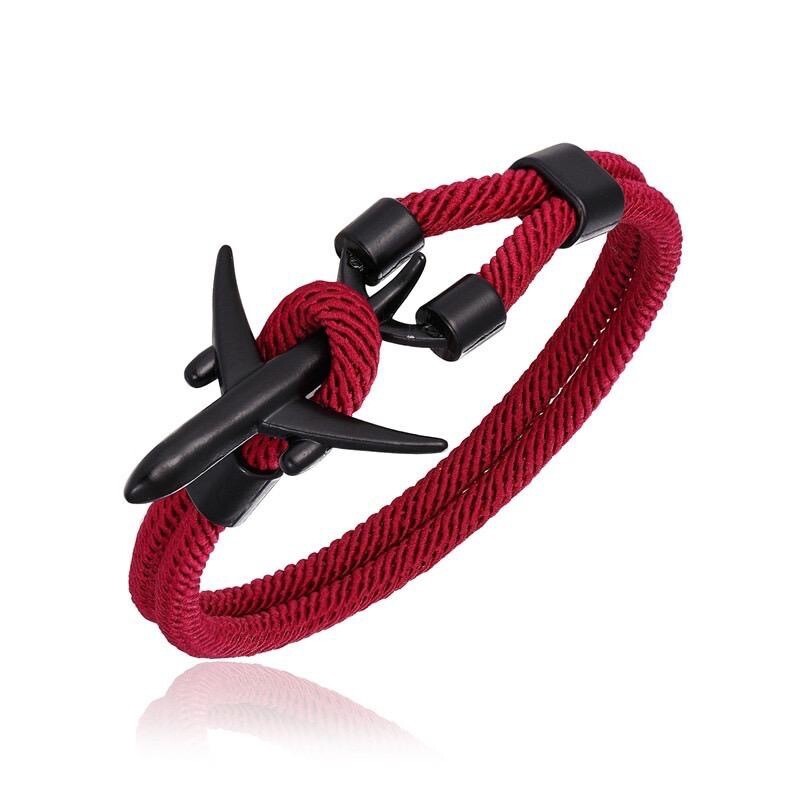 Pulsera Mylan Cord  Color Vino- Avión Negro