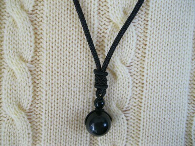 Obsidian Ball Necklace #OB125