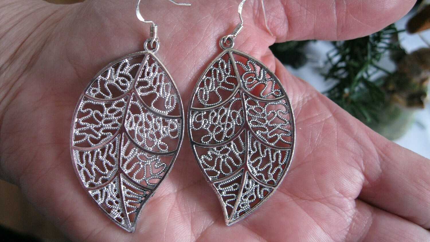 Silver Plated Leaf Earrings #LE134
