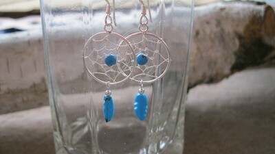 Dreamcatcher Earrings Sterling Silver Blue, #MM8