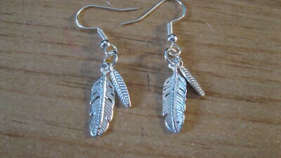 Sterling Silver Double Feather Earrings # SS392