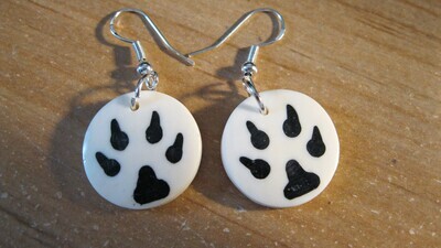 Bone Wolf Print Earrings