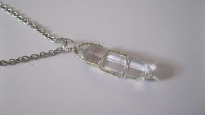 Clear Quartz wire wrapped necklace # SP92