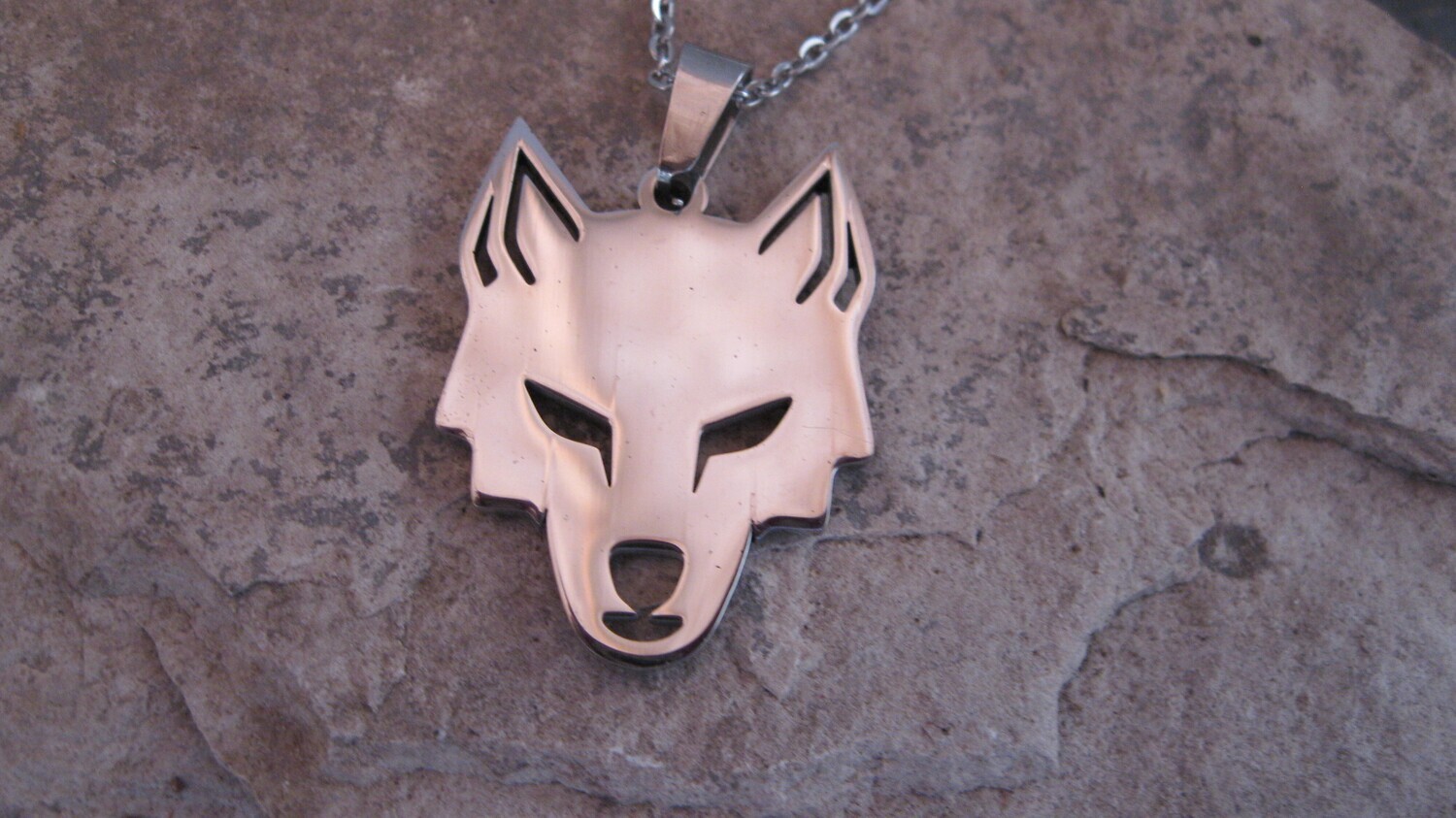 Stainless Steel Wolf Face Necklace # WFN123