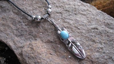 Feather Necklace Silver Plated #MF100