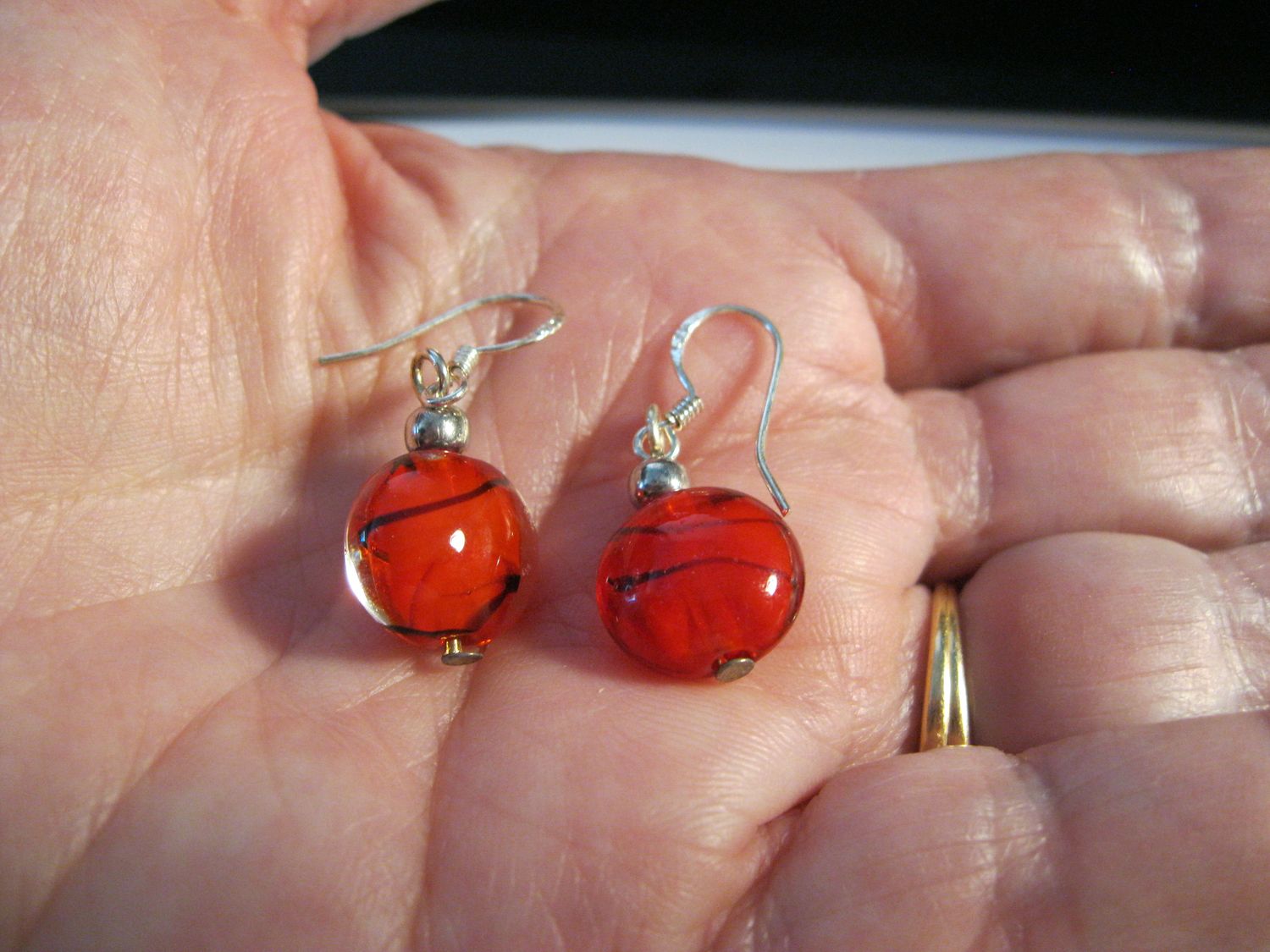 Glazed Artglass Earrings #0001