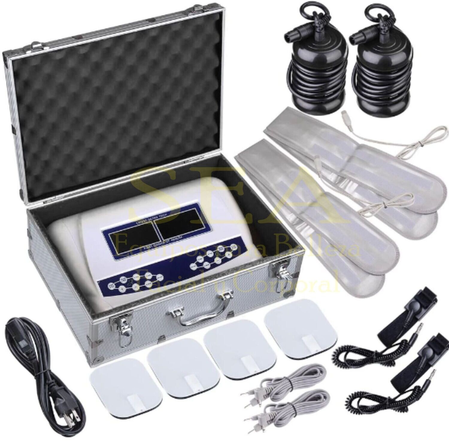 Desintoxicador Ionico Doble con tens (electroestimuladores) y 2 bandas termicas