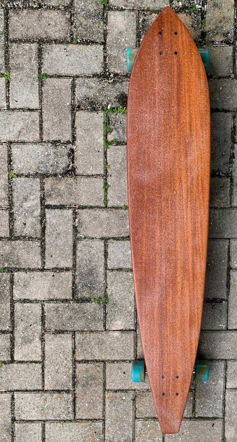 Longboard, Solid Mahogany, Pintail, Custom Shaped, 47 1/2" x 9 3/8"