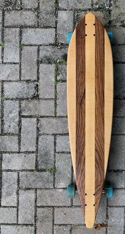 Longboard, 42" x 9 1/4", Maple and Zebrawood Longboard, 42" x 9 1/4", Maple and Zebrawood