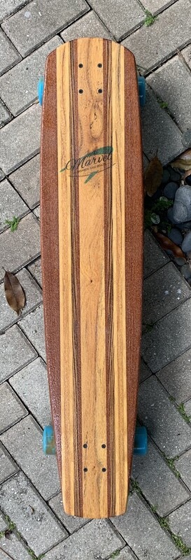 Longboard, Widerider, 41 1/2" x 9", Mixed Solid Hardwood Longboard, Widerider, 41 1/2" x 9", Mixed Solid Hardwood