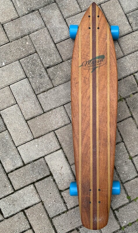 Longboard, 40 1/2" x 8 1/2 ", mixed hardwoods Longboard, 40 1/2" x 8 1/2 ", mixed hardwoods