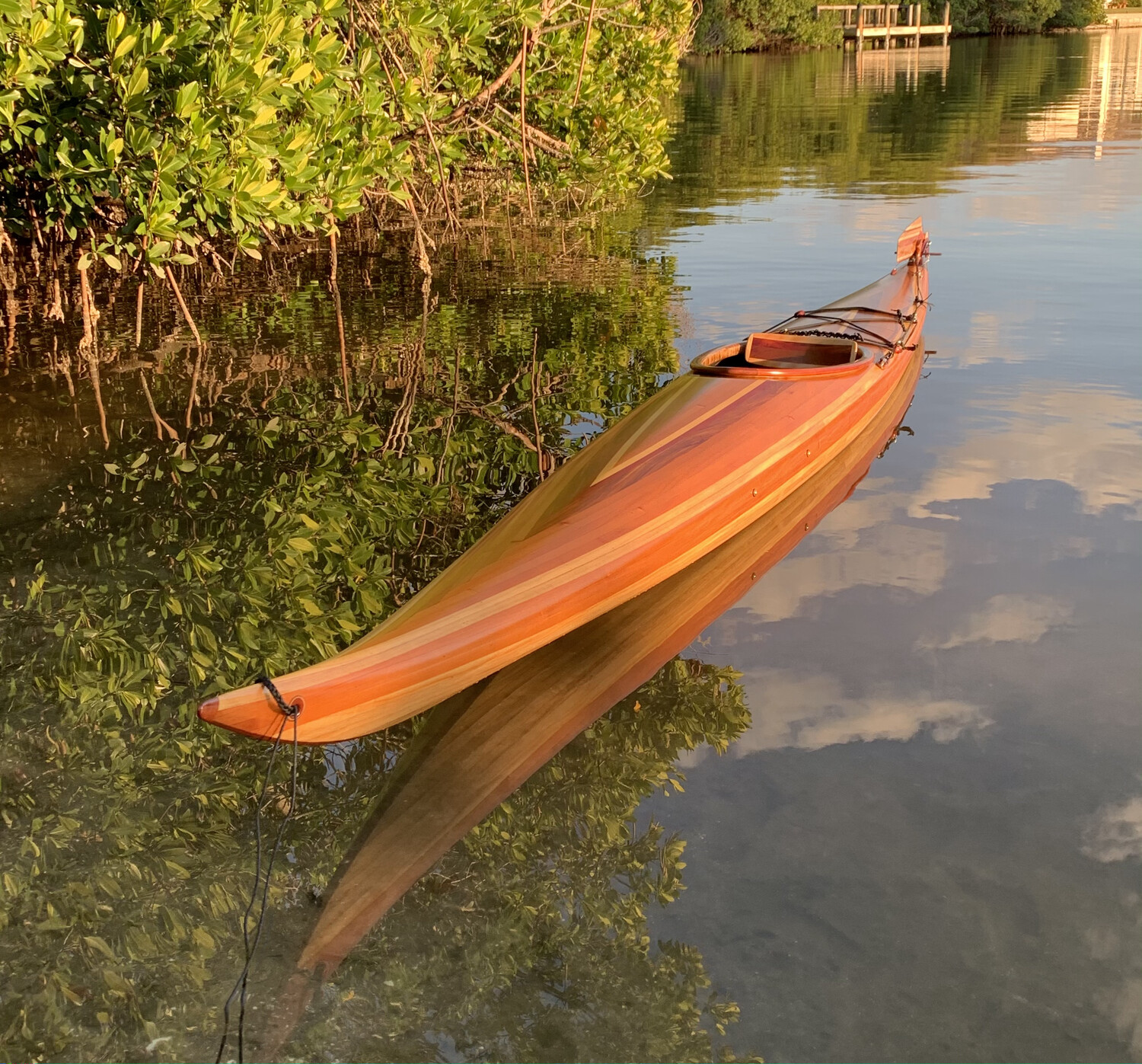 Kayak, strip-built, Guilemot S design, 16.1 ft. Spanish Cedar and Paulownia
