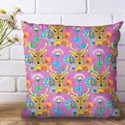 Deer Faux Suede Cushion – Purple