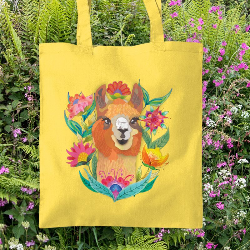Llama Tote Bag – Yellow