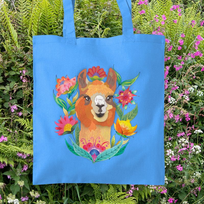 Llama Tote Bag – Blue