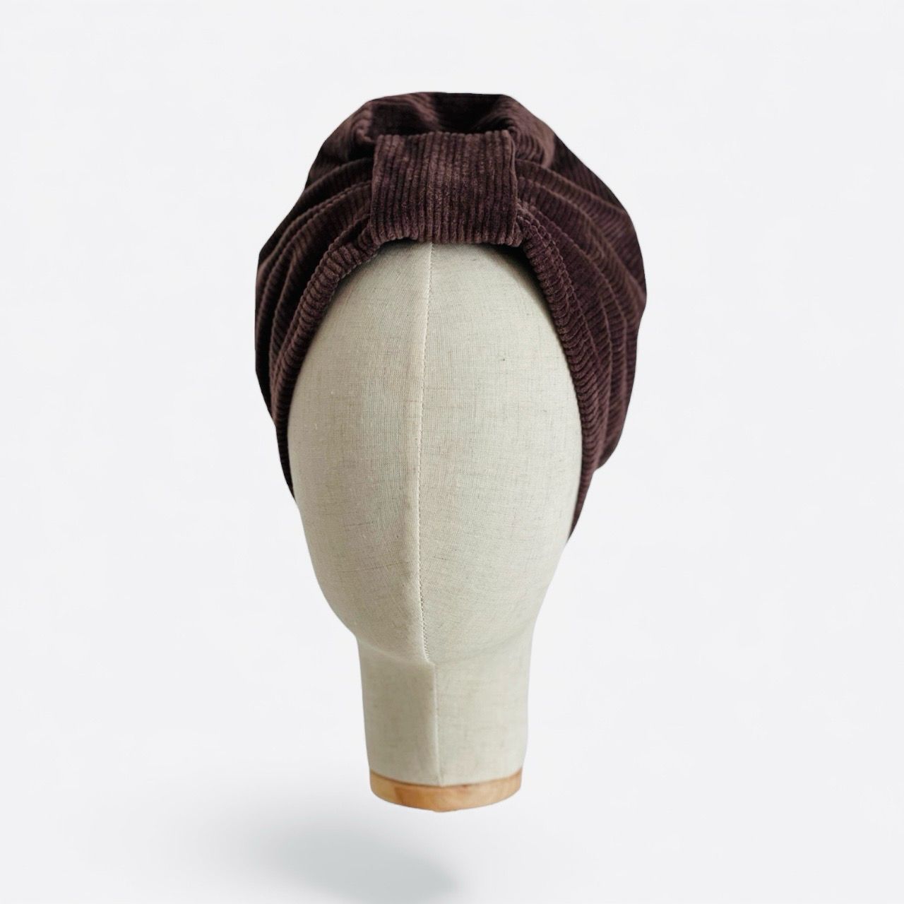 CAPPELLO A TURBANTE VELLUTO A COSTE MARRONE