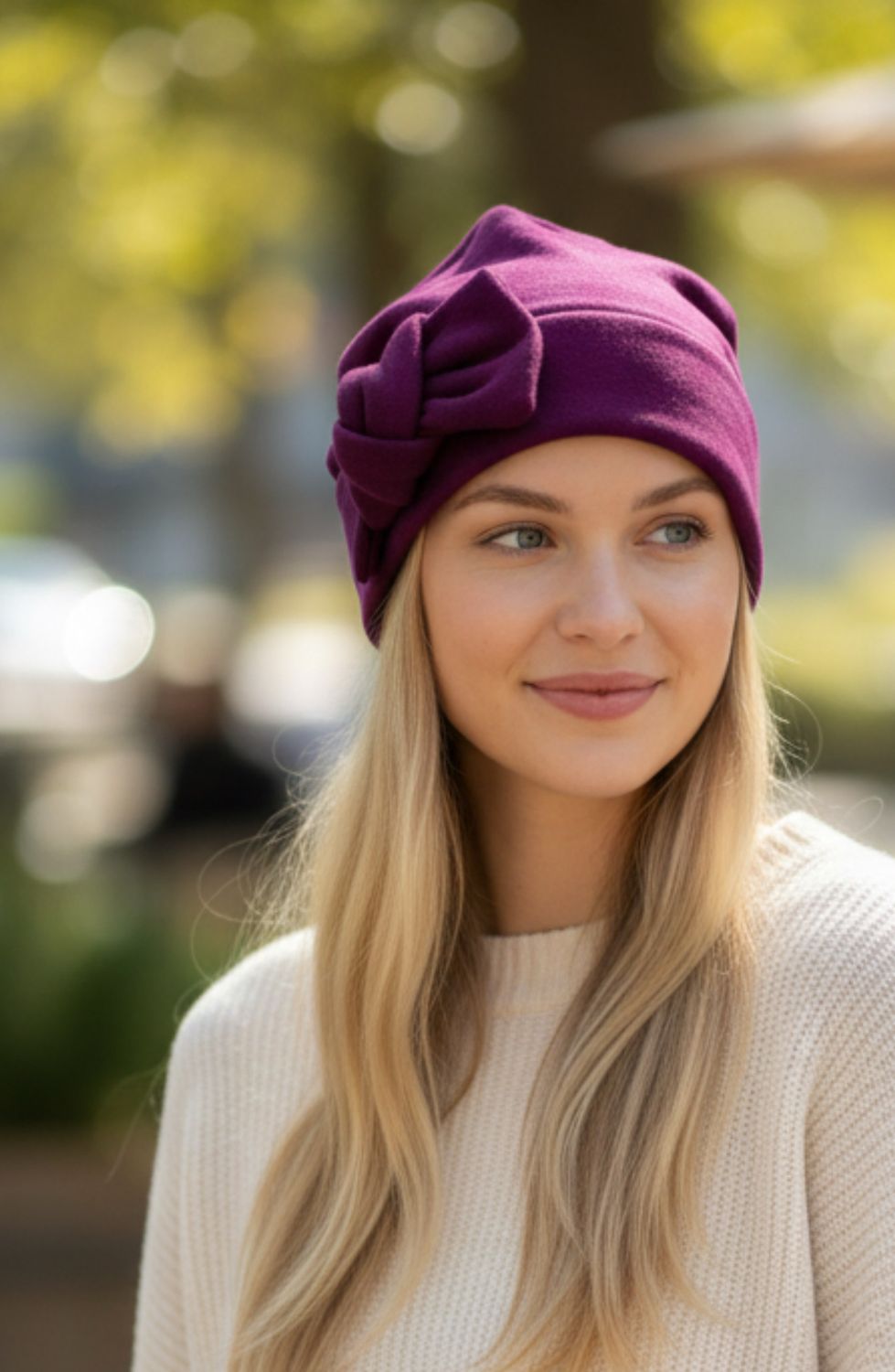 Cappello con fiocco cotone felpato