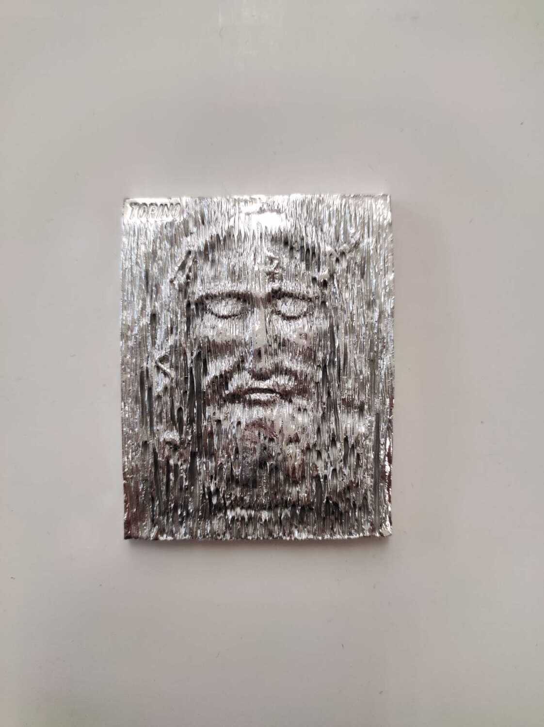 Magnete resina Volto Sindone silver