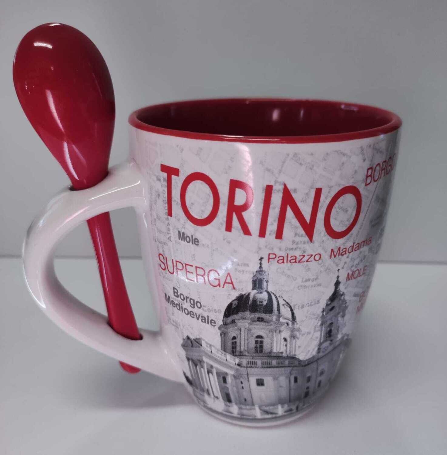 Tazza Torino Bordo Rosso con Cucchiaio