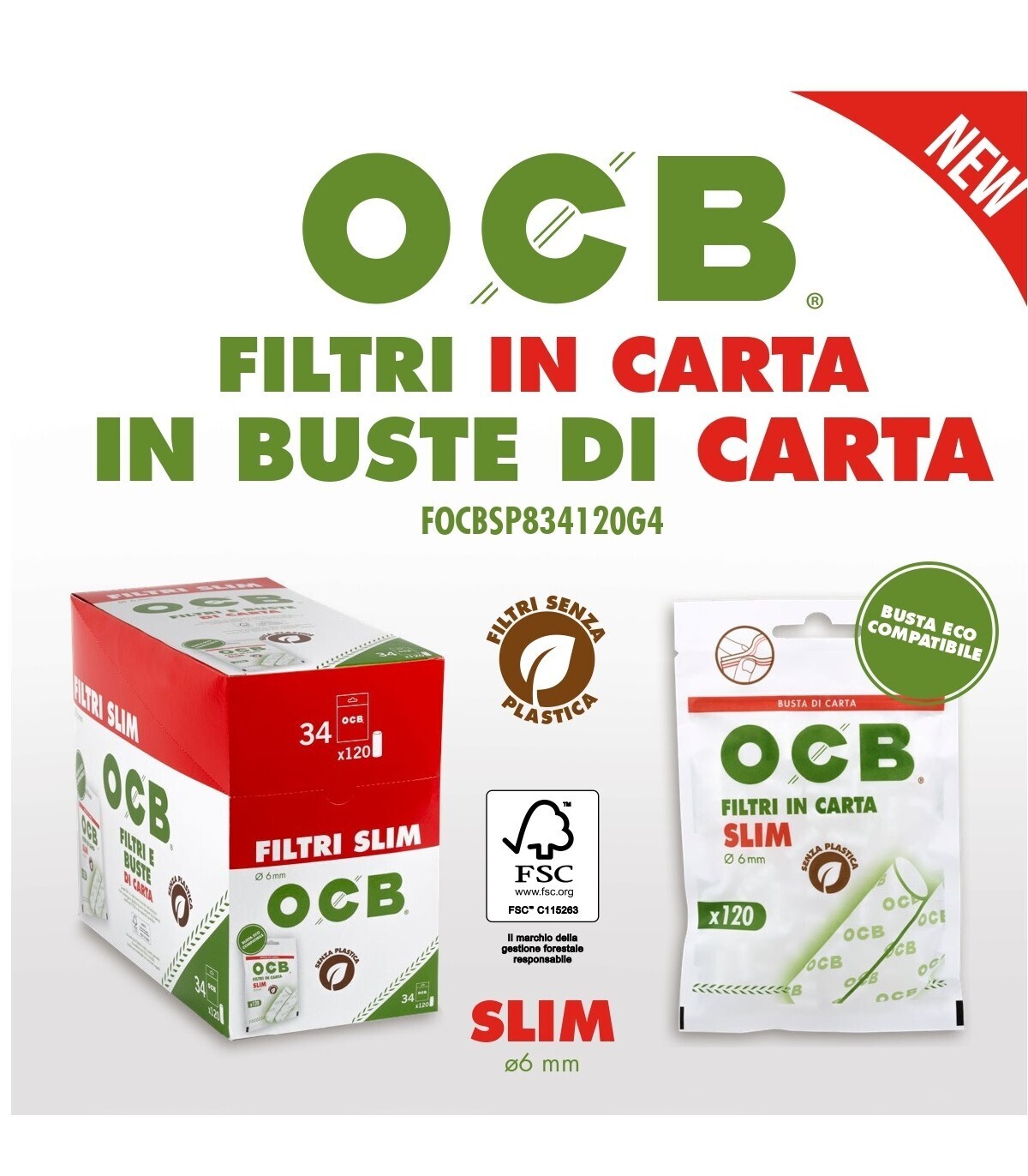 OCB Filtri Slim Busta carta 34x120  tassa 14,69
