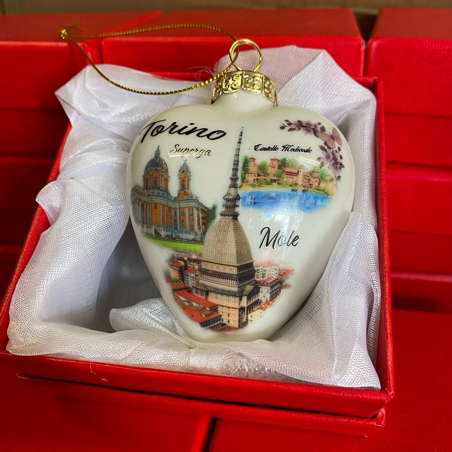 Palla di Natale Ceramica TORINO cuore