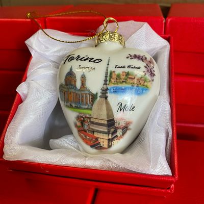 Palla di Natale Ceramica TORINO cuore