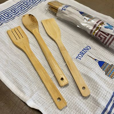 Set canovaccio con mestoli bambù