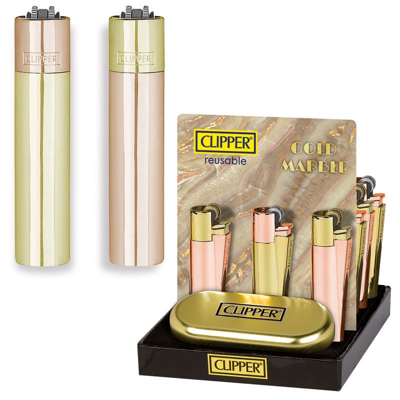 CLIPPER Accendino Metal Gold Marble