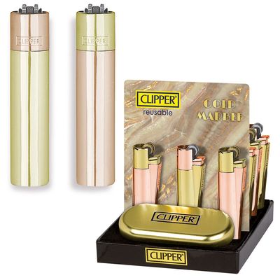 CLIPPER Accendino Metal Gold Marble