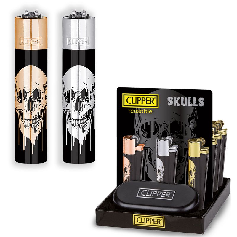 CLIPPER Accendino Metal Skulls