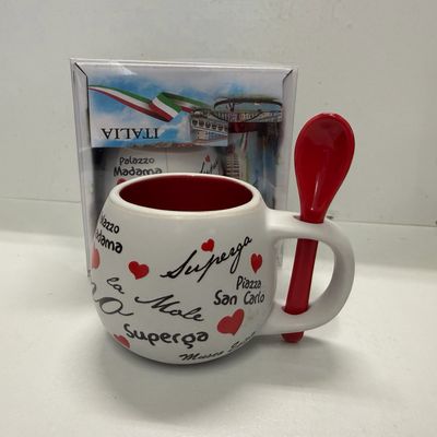 Tazzina caffè Torino Scritte Cuori con Cucchiaino