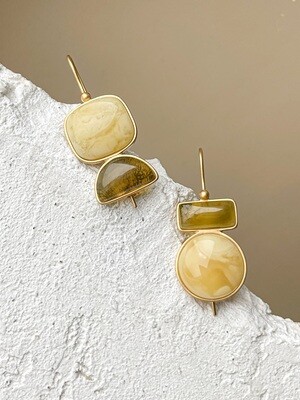 Lock earrings with honey amber 8,95g
