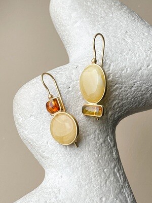 Lock earrings with honey amber 6,85g