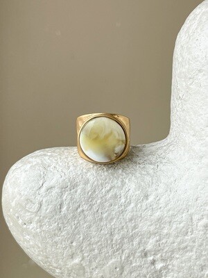 Statement ring with amber, size 15,5