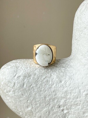 Statement ring with amber, size 15