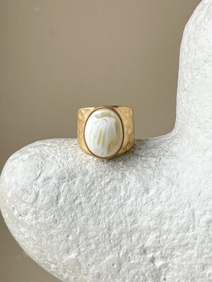 Statement ring with amber, size 15,5