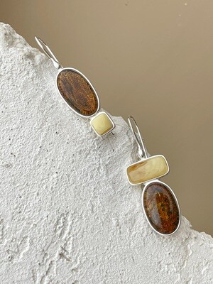 Lock earrings with amber 7,72g