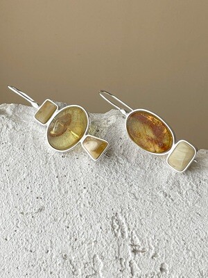 Lock earrings with amber 8,48g